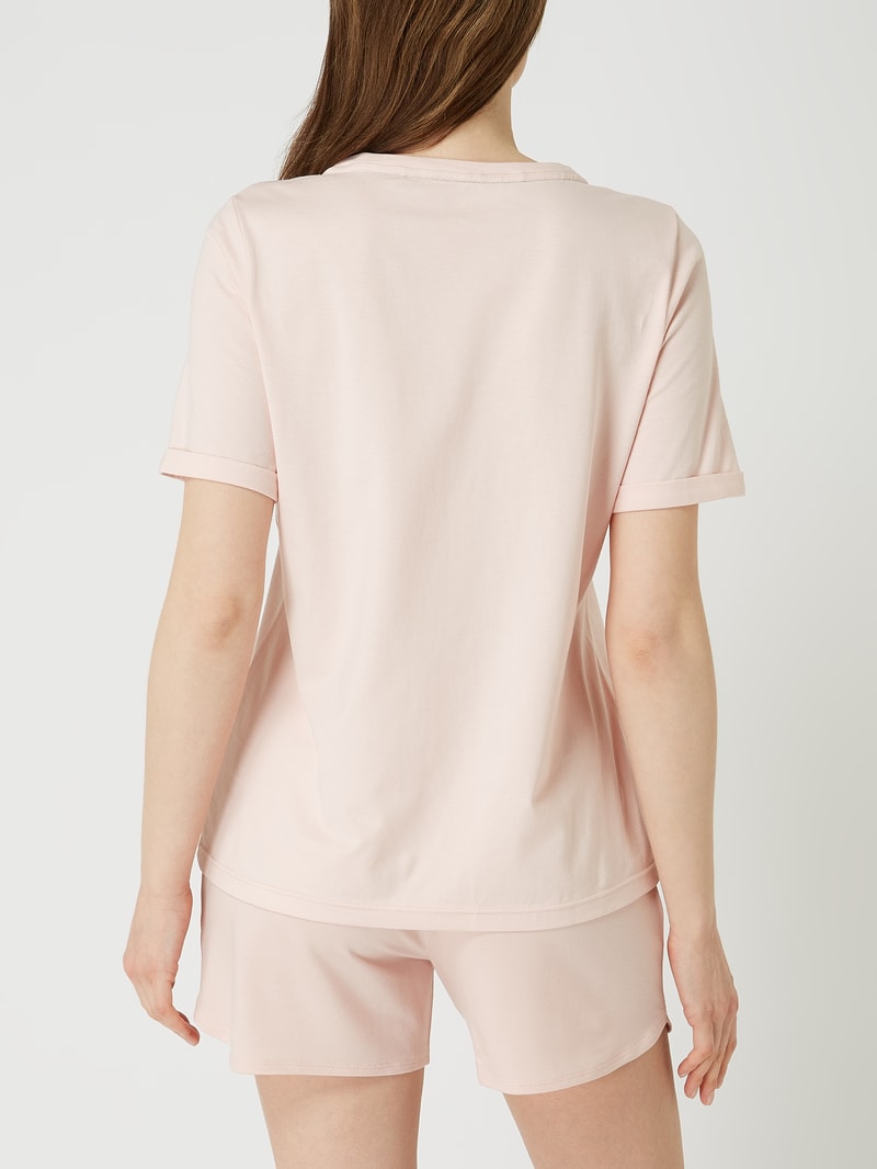 Pyjama-Oberteil mit Logo-Print in hellrosa