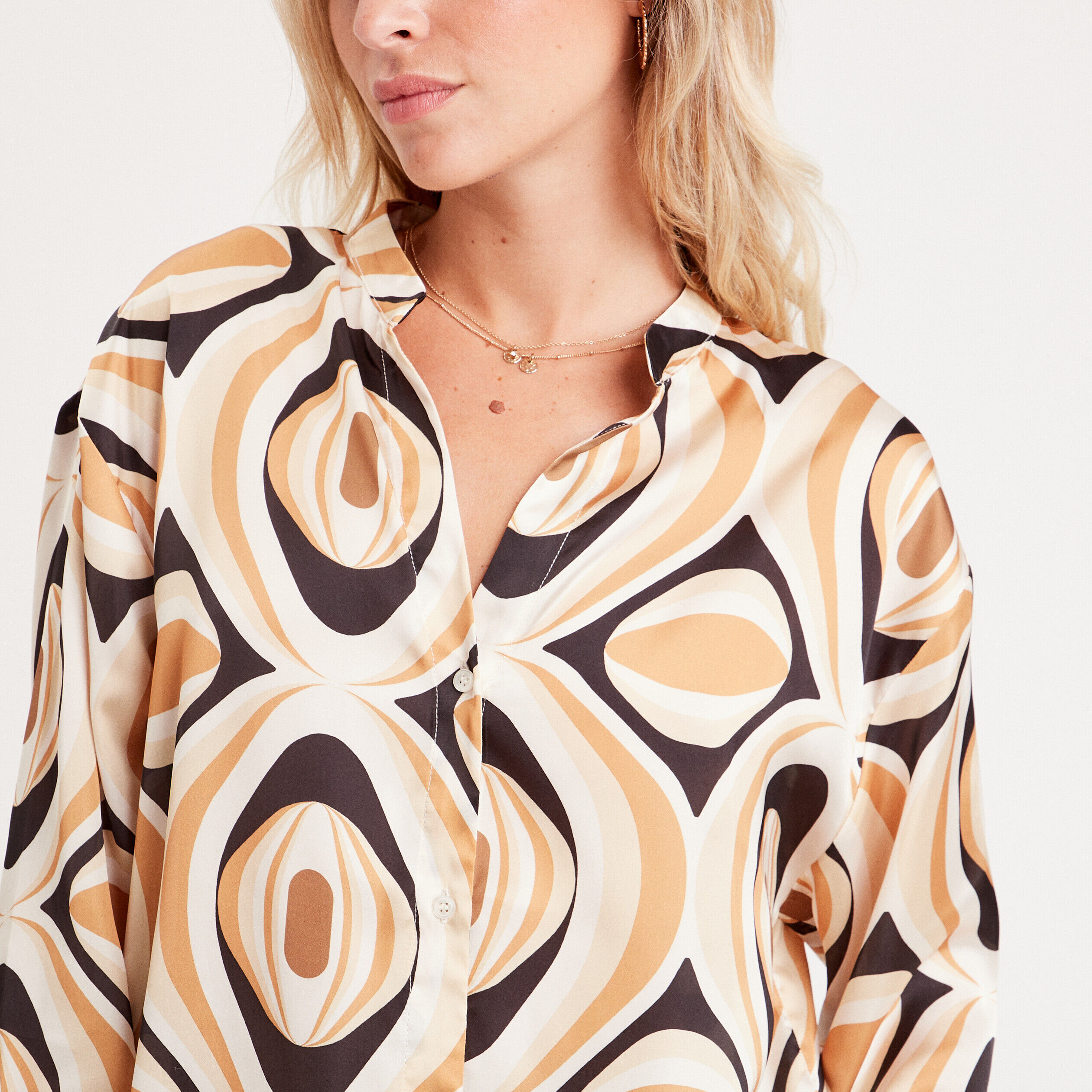 Chemise manches longues beige femme | Cache Cache