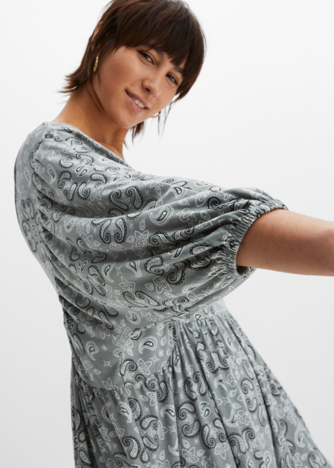 Kleid mit Cut-Out und Fledermausärmeln in nachhaltiger Viskose