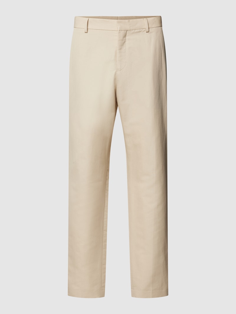 Slim Fit Leinenhose in unifarbenem Design Modell 'HALE' in sand