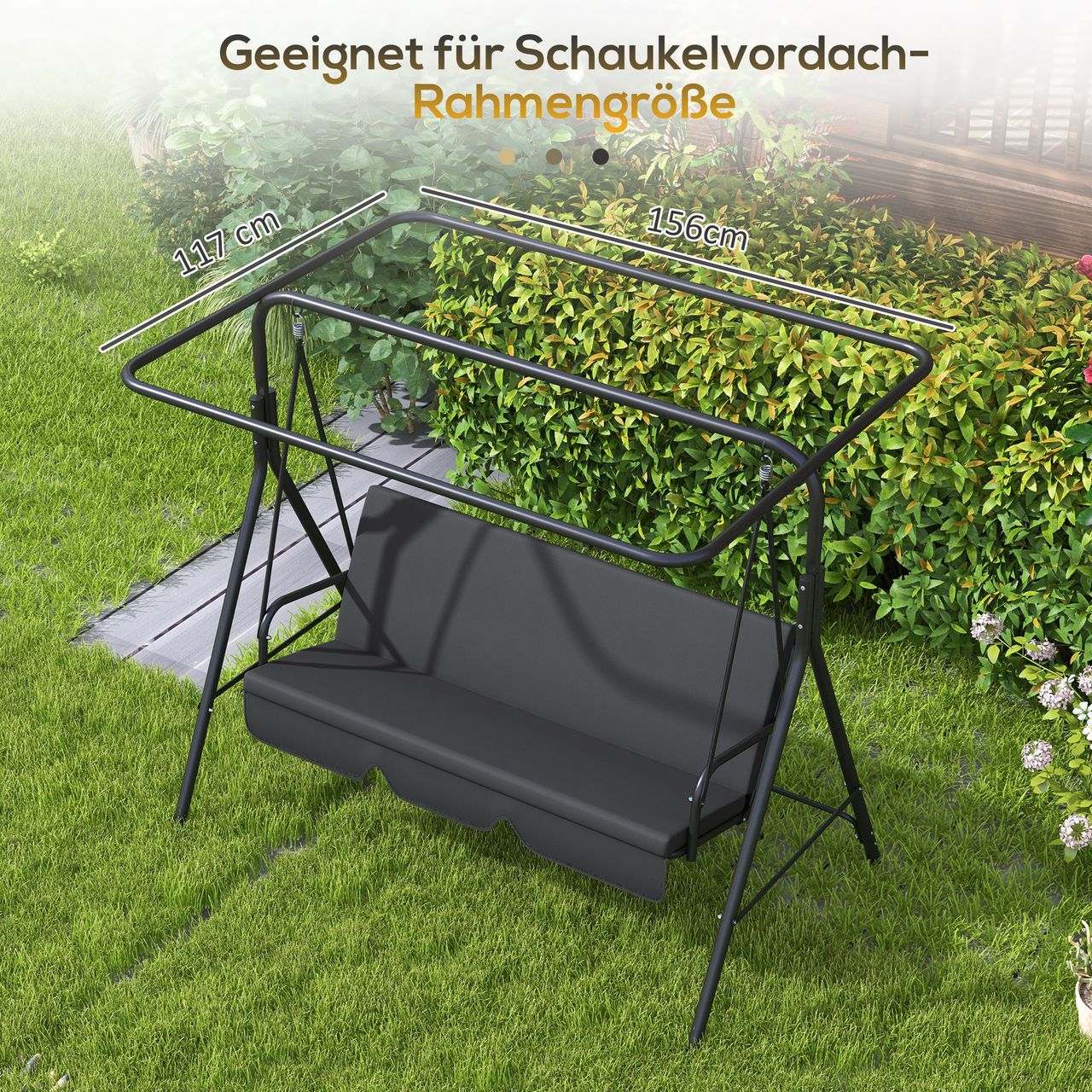 Outsunny Hollywoodschaukel Ersatzdach Dachbezug für -Sitzer Gartenschaukel Grau