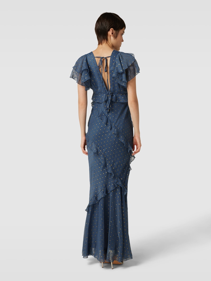 Maxikleid mit Volants und Schnürung in graphit