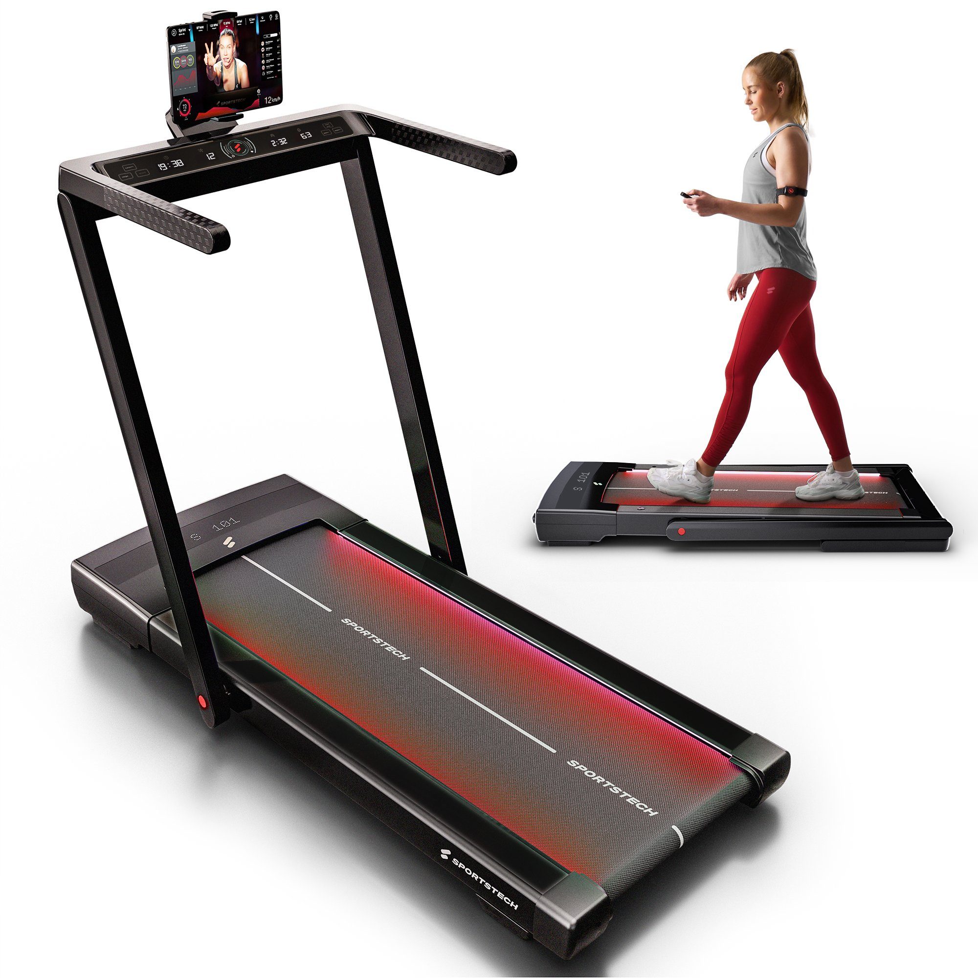 Sportstech Laufband sTread_Fold, 2-in-1 Klappfunktion