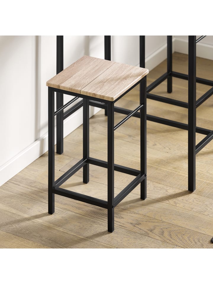 SoBuy Bartisch in Natur und Schwarz - Tisch(B)80 x (H)87 x (T)50cm/Stuhl(B)32 x (H)57 x (T)32cm günstig kaufen onesize