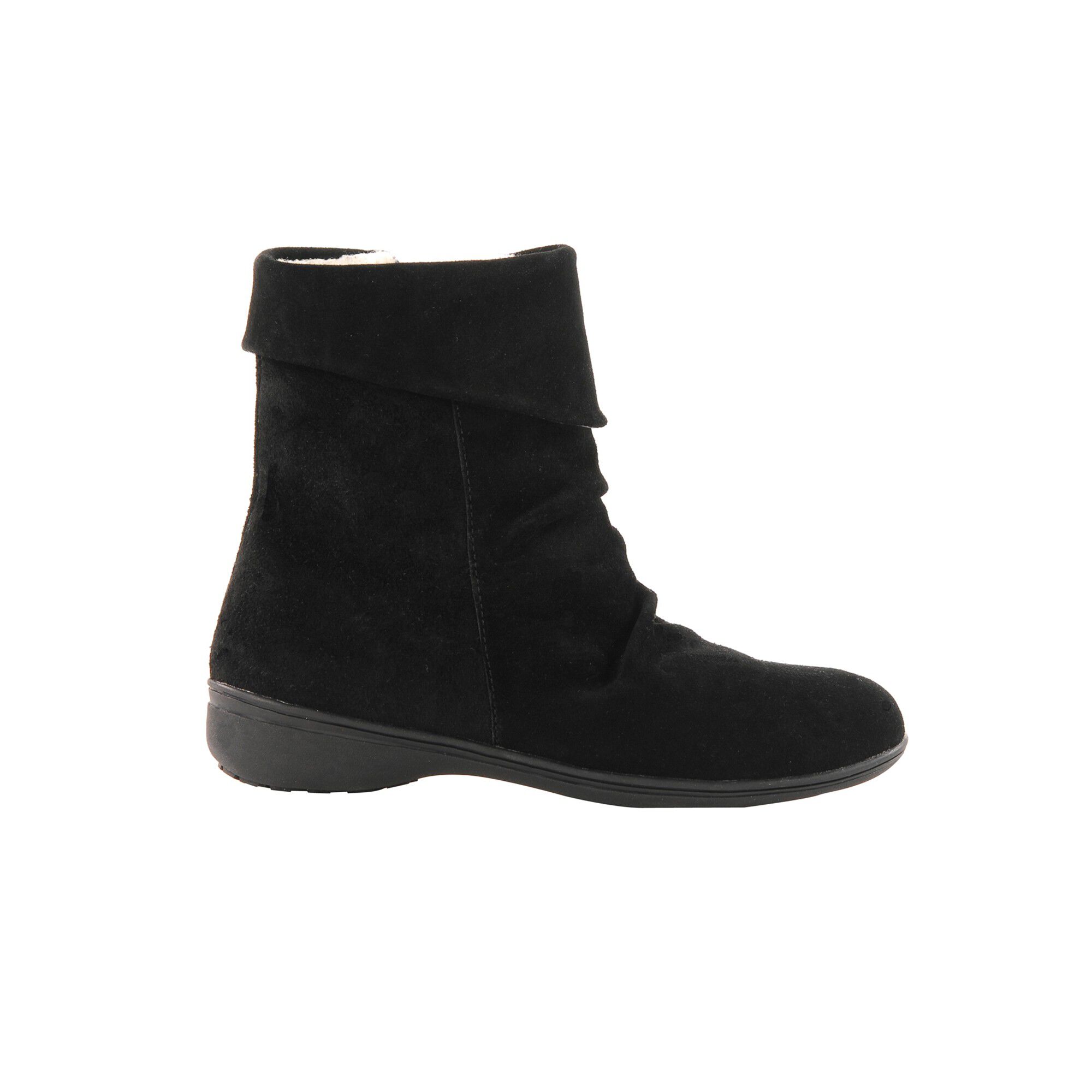 Boots fourrées en croûte de cuir