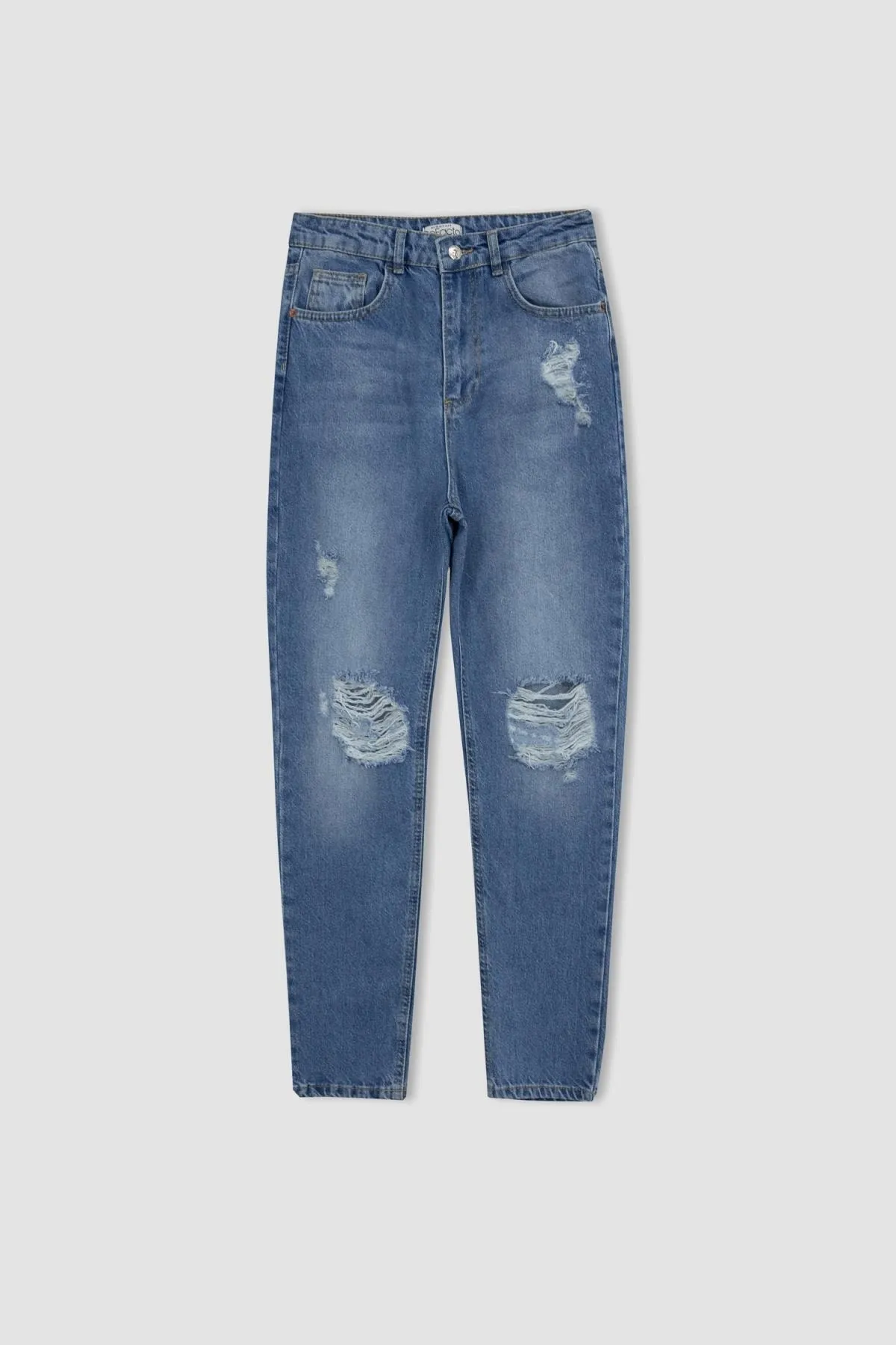 DeFacto  Knöchellange Jeanshose im Mom-Fit mit Rissen und Details