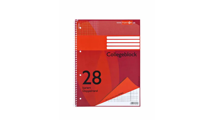 PAPERZONE Collegeblock A4 Lineatur 28 80 Blatt