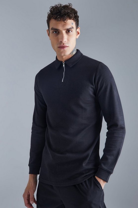 Langärmliges Slim-Fit Poloshirt