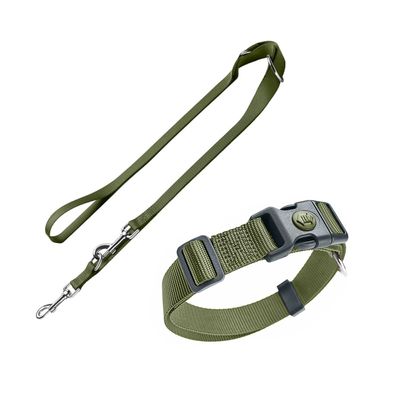 HUNTER Set: Halsband London + Führleine London, olivgrün