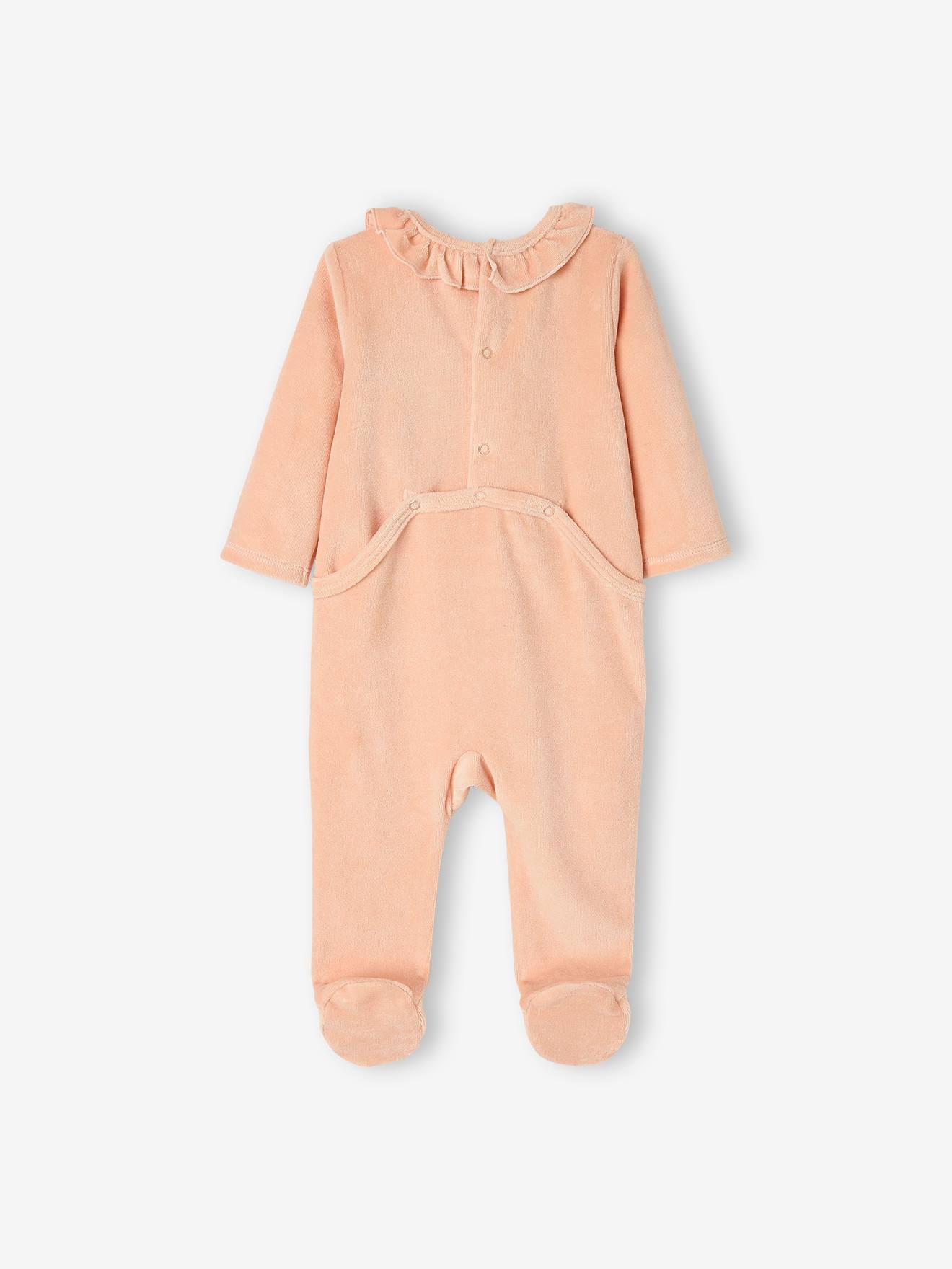 Dors-bien bébé fille DS® Bambi en velours rose clair uni avec decor