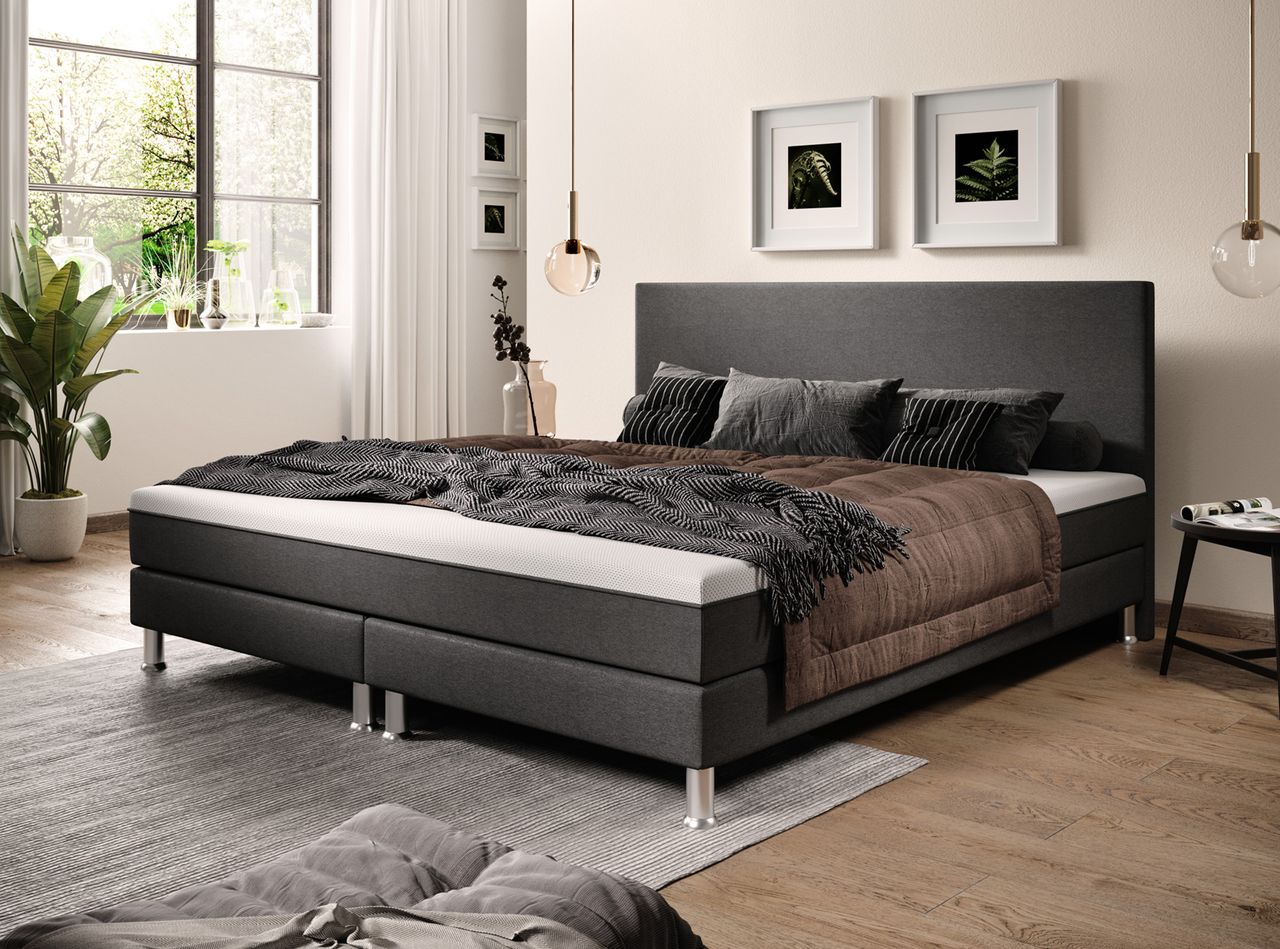 IHG Boxspringbett Sunny Plus 180x200 Webstoff Anthrazit