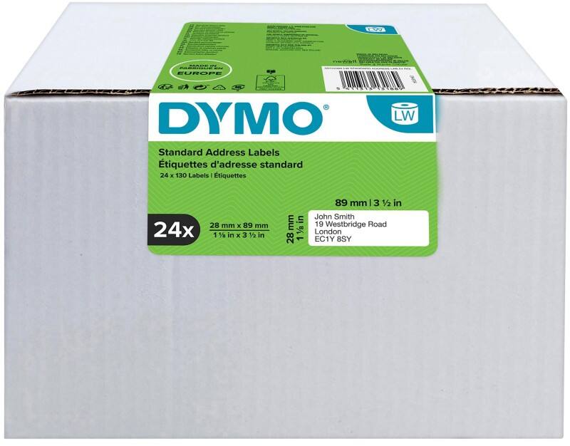 Dymo LW S0722360 / 99010 Authentic Adressetiketten Selbstklebend Weiß 28 x 89 mm 24 Rollen à 130 Etiketten
