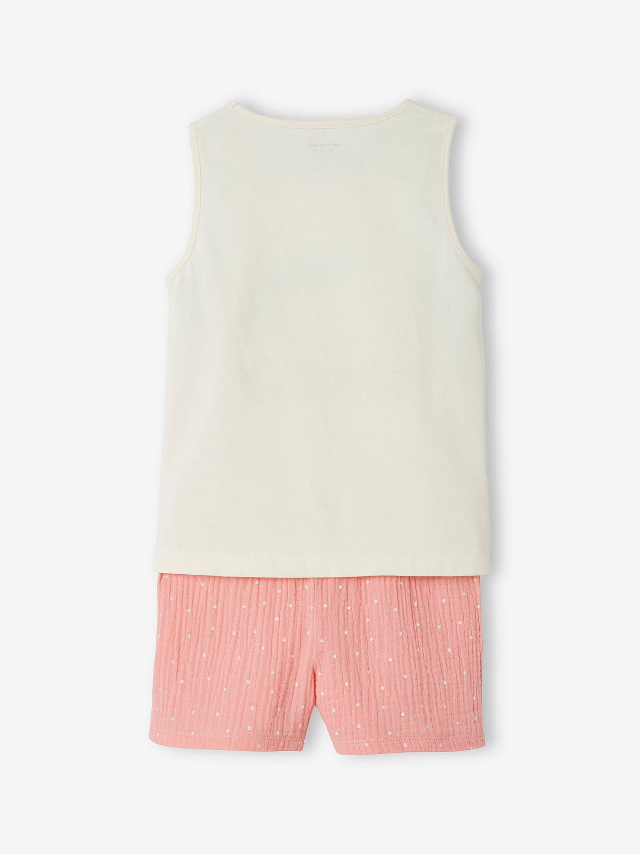 Pyjashort fille flamant rose en gaze pur coton rose