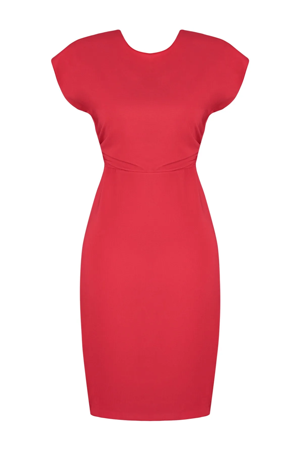 Trendyol Collection  Detailliert geschnittenes/tailliertes Mini-Webkleid mit rotem Rücken TWOSS23EL01672