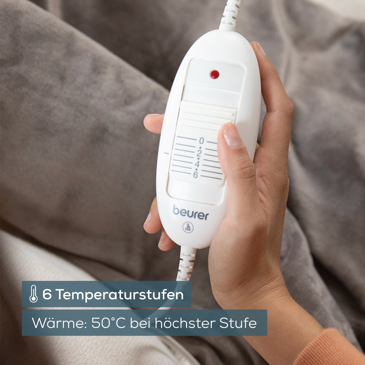 Beurer Wärmezudecke HD 75 Cosy Taupe-Atmungsaktive Heizdecke mit anschmiegsamer Flauschfaser