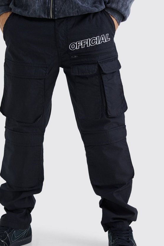 Cargo Ripstop-Hose mit geradem Bein und Logo
