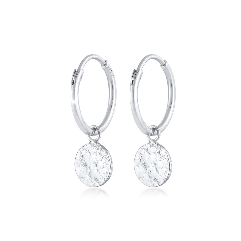 Elli Elli Boucles d'Oreilles Femmes Créoles Plaquettes Coin Pendentif Organique en Arg Boucles d'oreilles