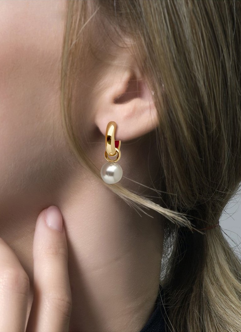 Orecchini rosa cipria in oro giallo 14 carati con perla 9023YPW