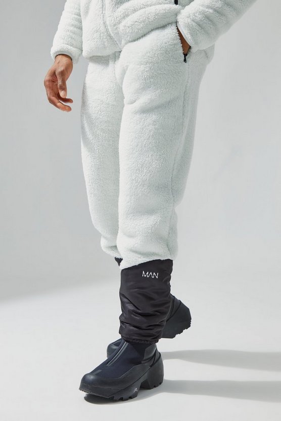 Lockere Borg-Jogginghose mit elastischen Bündchen