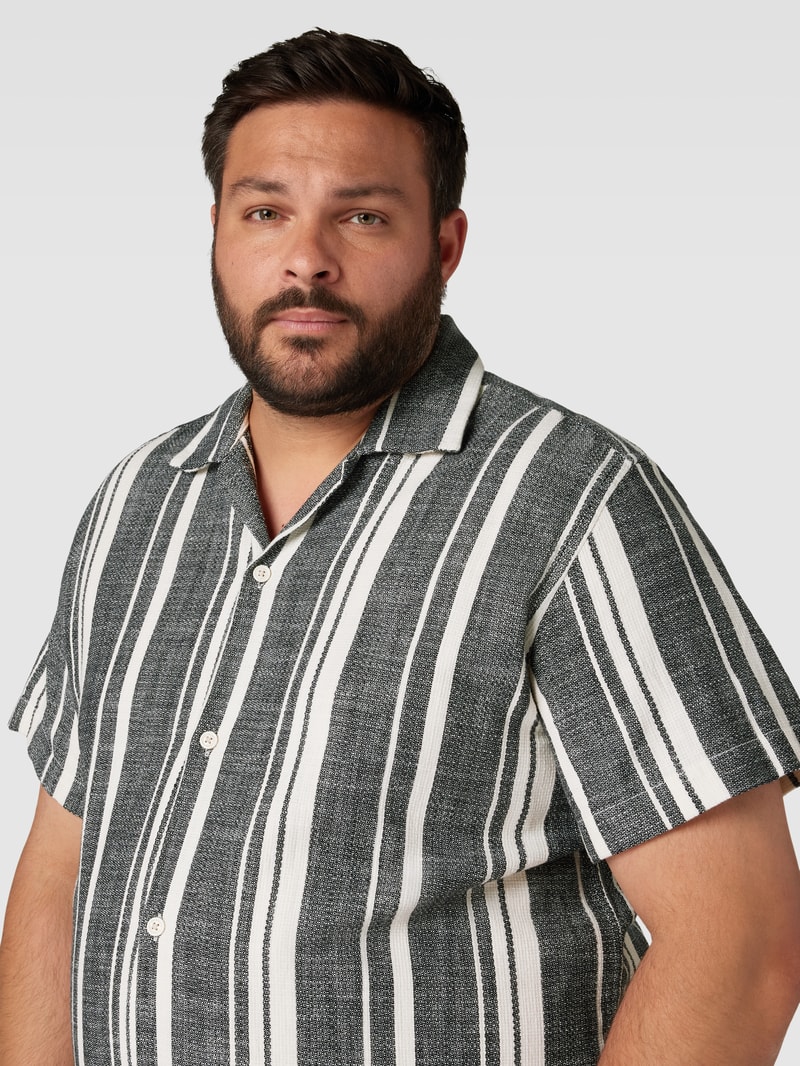 PLUS SIZE Freizeithemd mit Streifenmuster Modell 'CABANA' in schwarz