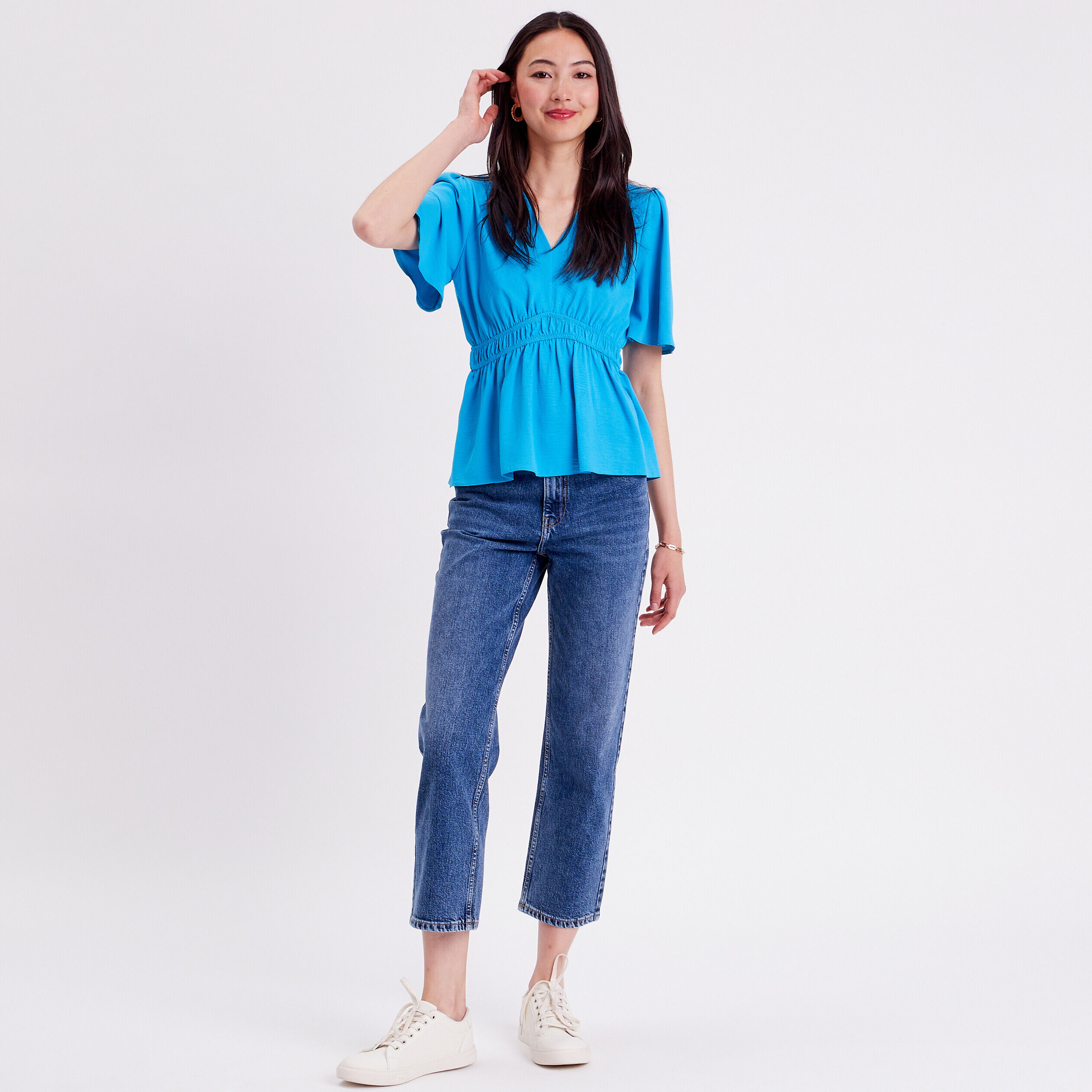 Blouse manches courtes bleu femme | Cache Cache