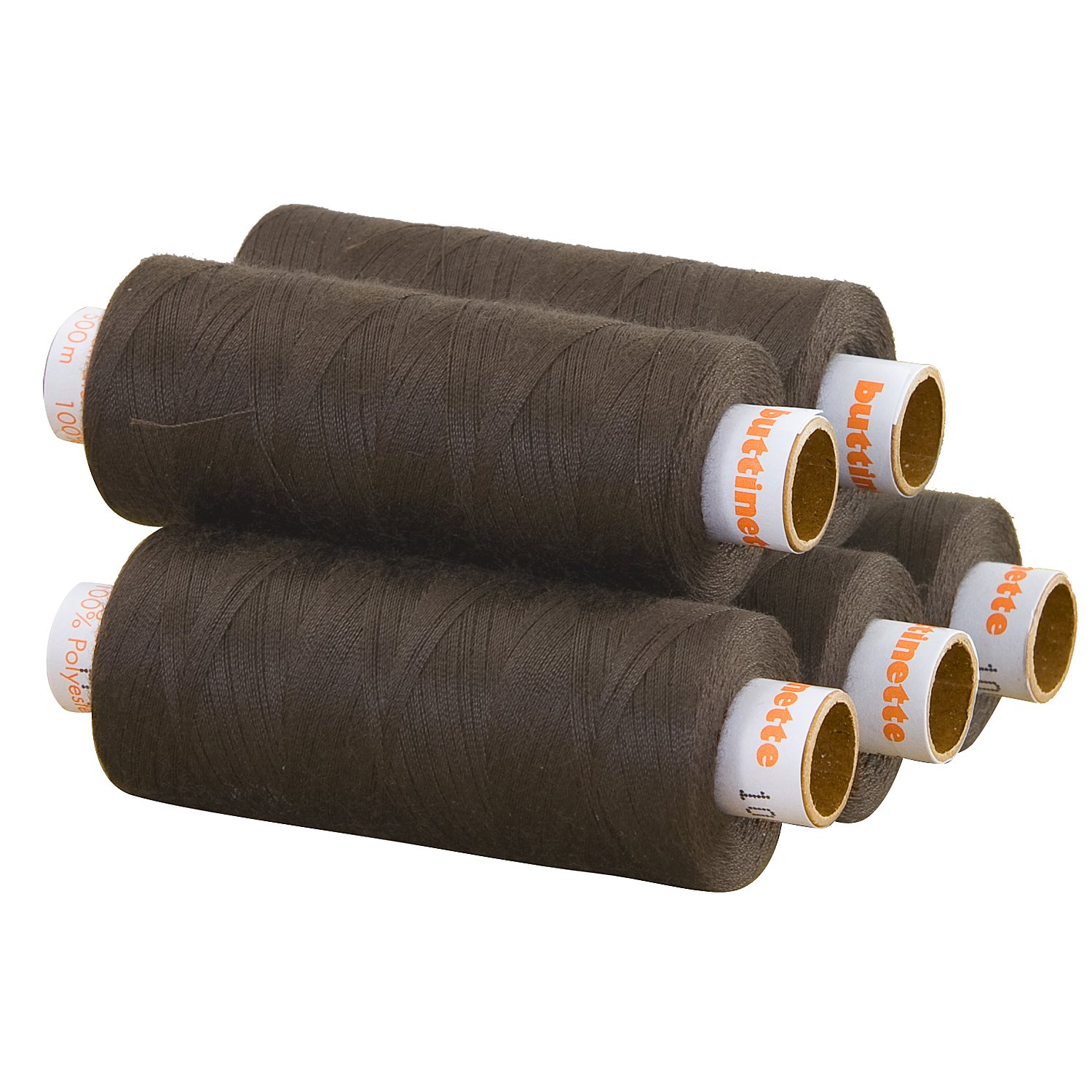 buttinette Universal-Nähgarn, Stärke: 100, 5er-Pack, taupe