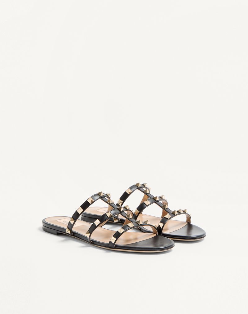 Rockstud Low Slide Sandal i kalveskind
