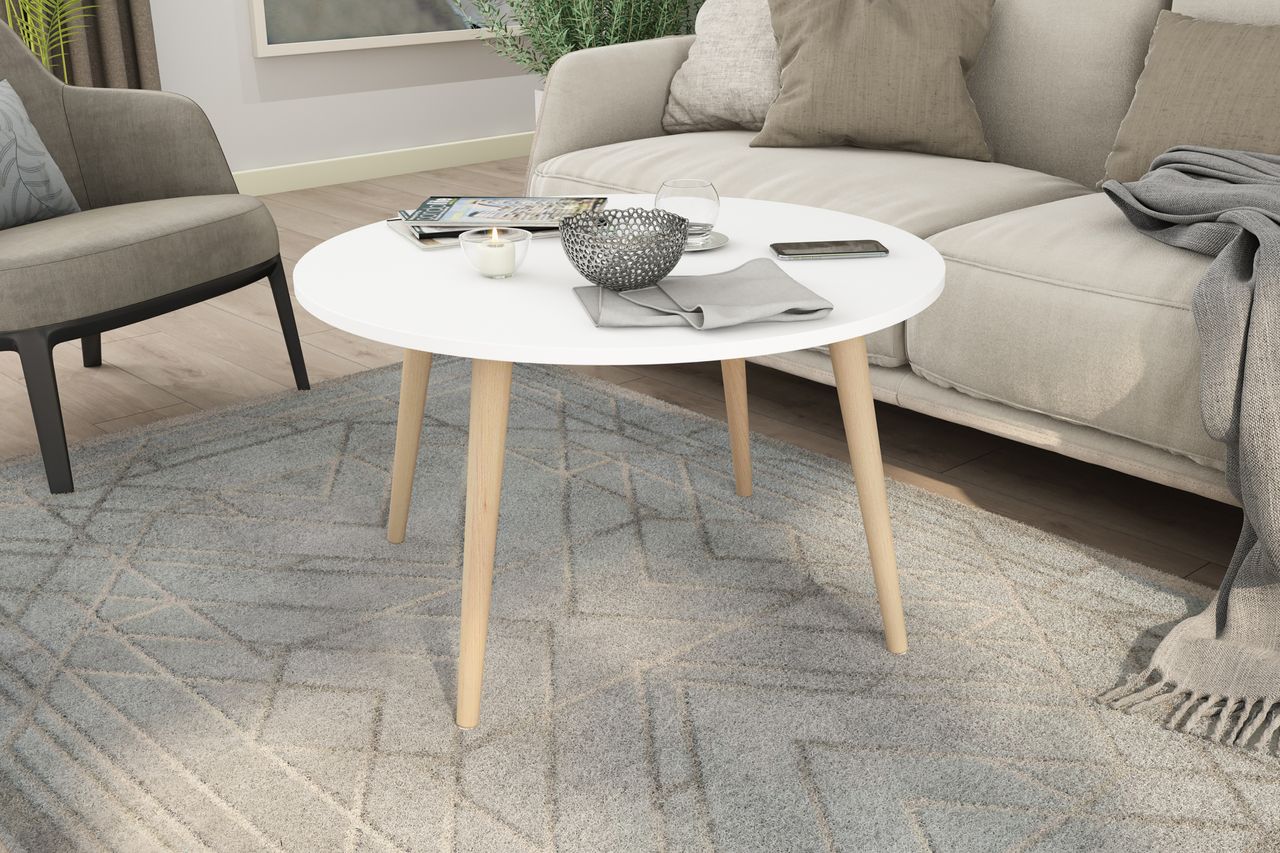 byLiving LASSE Couchtisch, Breite 80 cm, Buche massiv, weiß