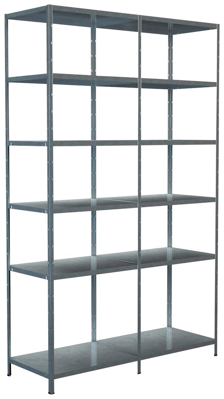 SCHULTE Regalwelt Steckregal Stecksystem Grund- und Anbauregal, Metall verzinkt, 2300x1400x500 mm, 12 Böden