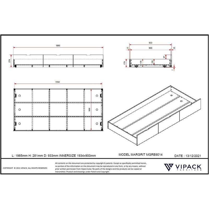 Tiroir de lit Margrit Vipack