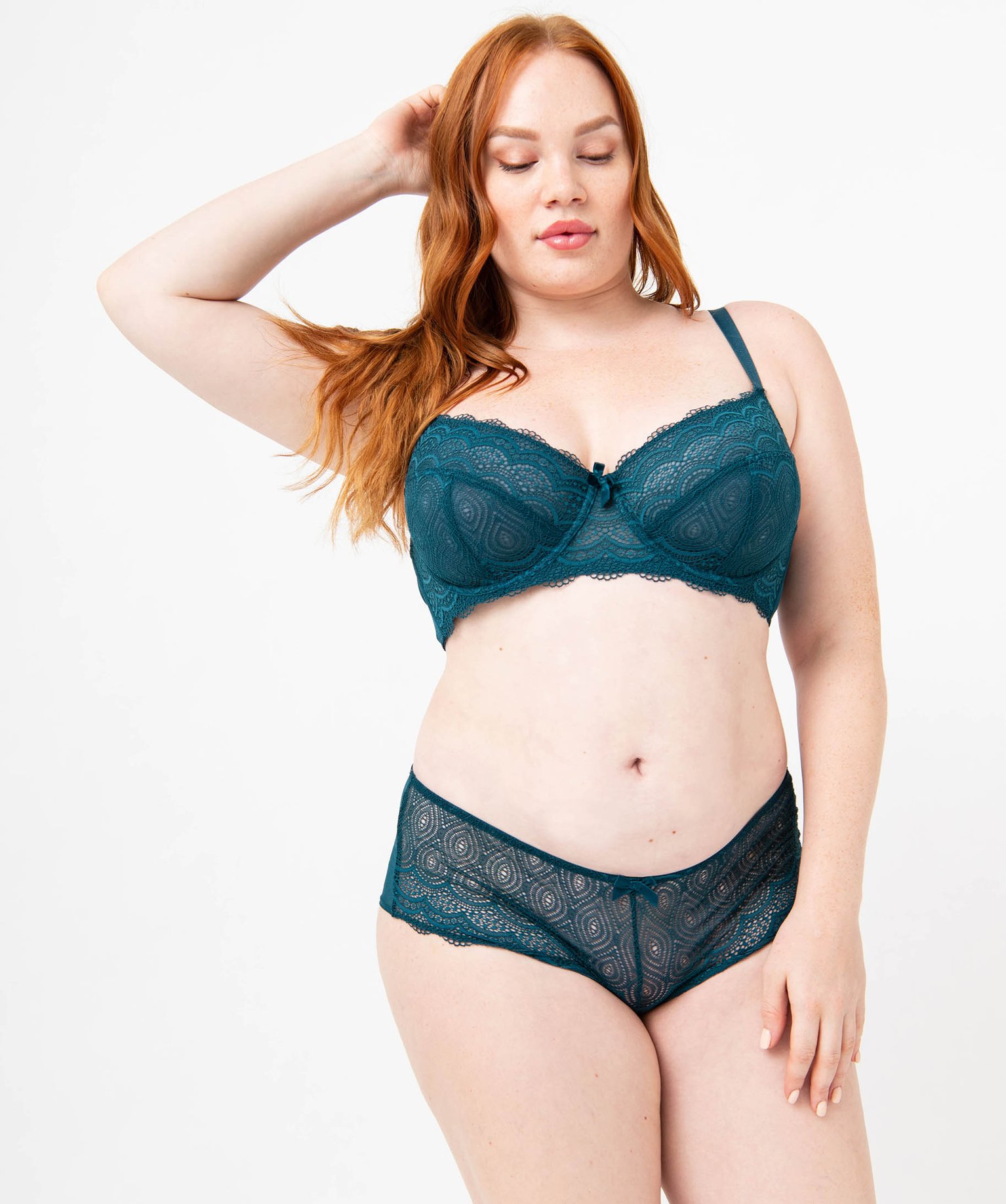 Soutien-gorge emboitant grande taille à armatures en dentelle bleu | GEMO