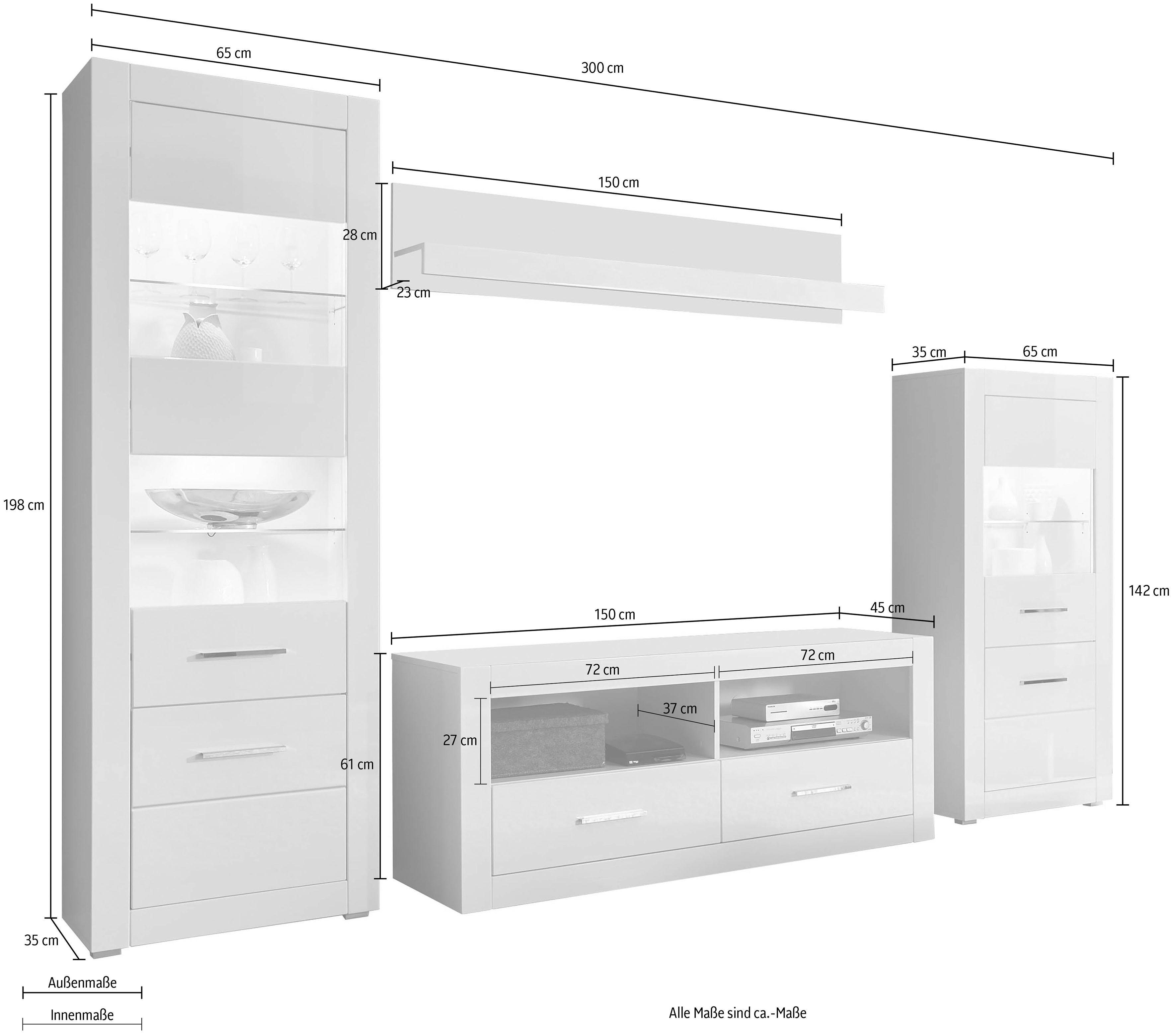 INOSIGN Wohnwand BIANCO, (Set, 4-St)