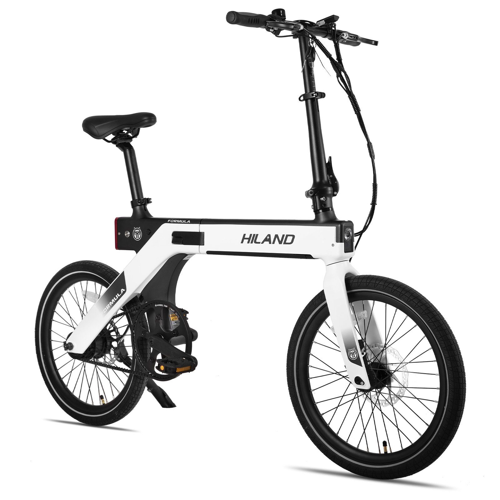 HILAND E-Bike E-Klapprad 20 Zoll Riemenantrieb,Samsung 10AH Akku,Drehmomentsensor, 1 Gang, Kettenschaltung, Heckmotor, 360,00 Wh Akku, (Set, mit akku-ladegerat, mit werkzeung, mit beleuchtungsset), für Damen und Herren 160 - 185 cm City Commuter E-Kl