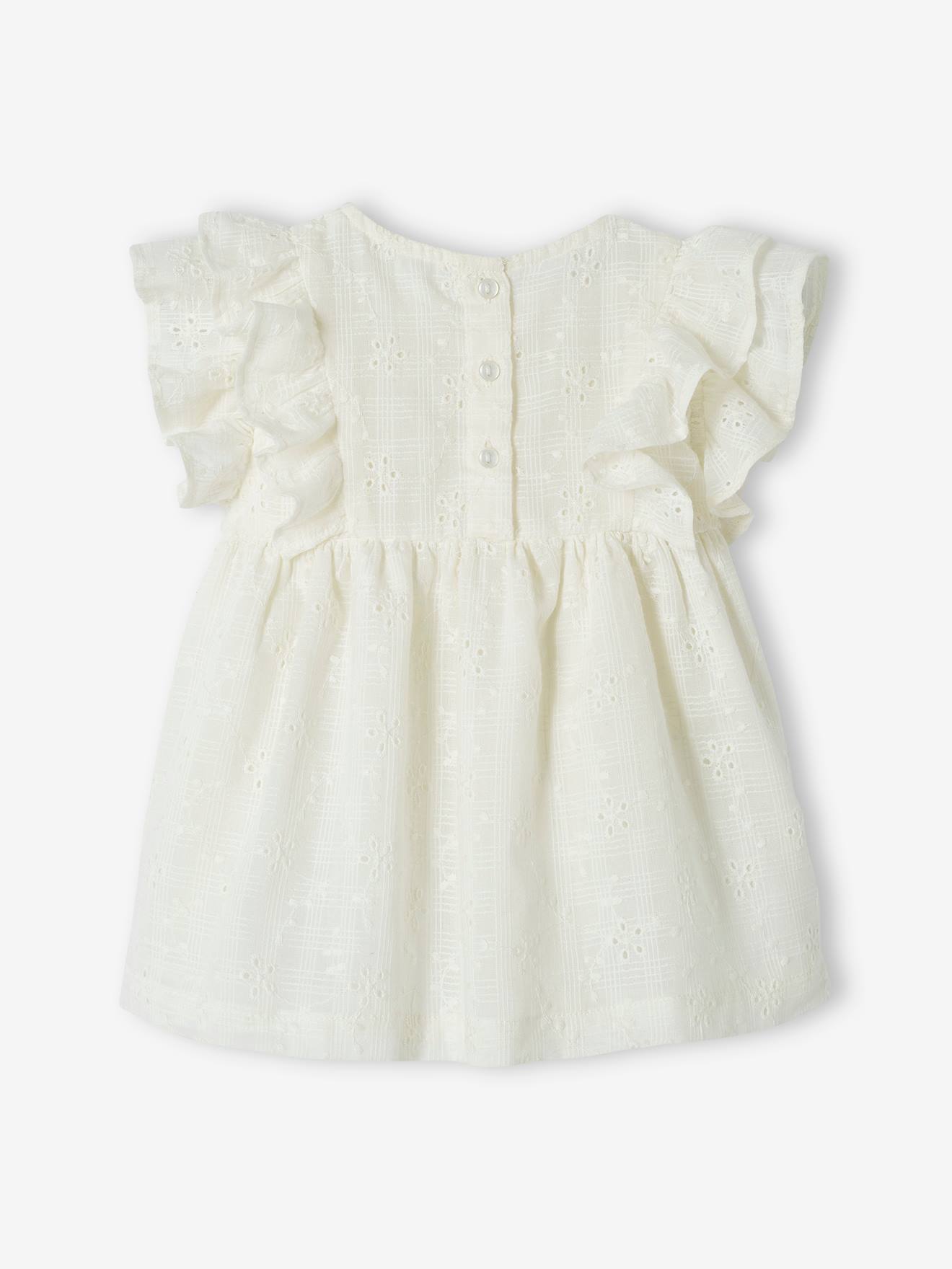 Robe bébé en broderie anglaise écru