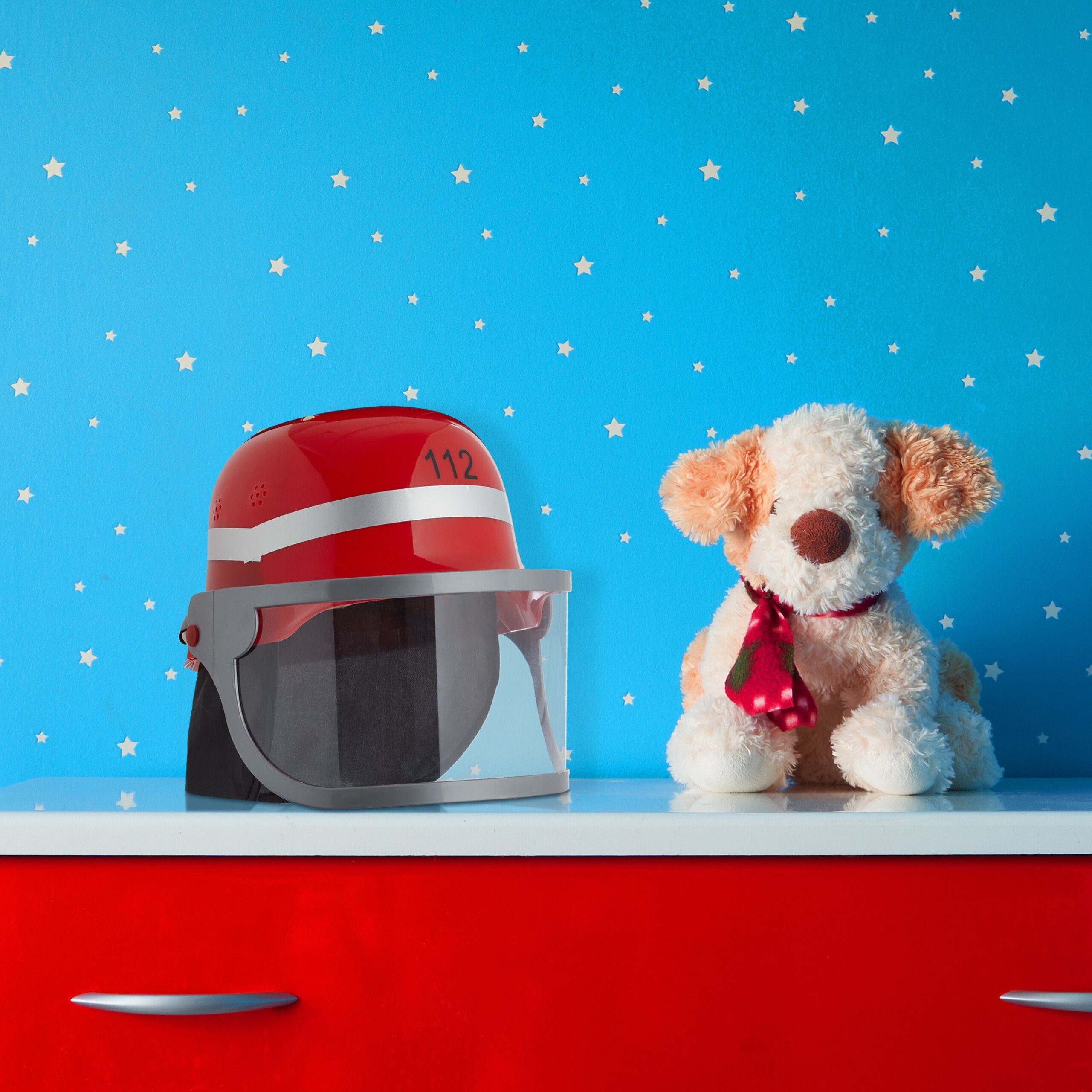 relaxdays Feuerwehrhelm 2er Set Feuerwehrhelm für Kinder in Rot