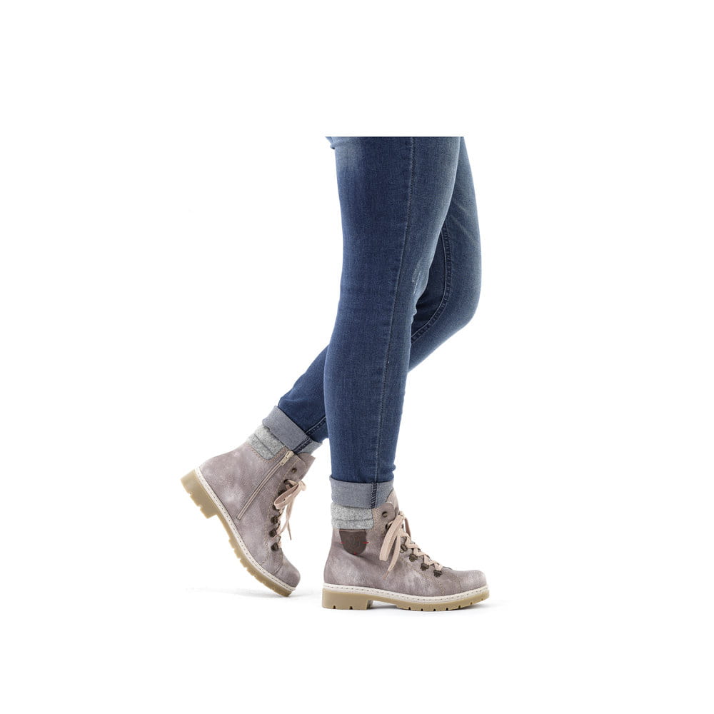 Rieker Damen Schnürstiefel platingrau