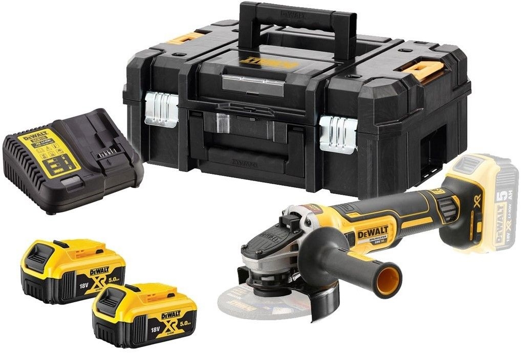 Polizor unghiular fără fir DeWalt DCG405P2-QW XR 125 mm 18V 5.0Ah Li-Ion în TSTAK