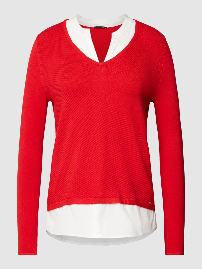 Strickpullover im Double-Layer-Look in rot