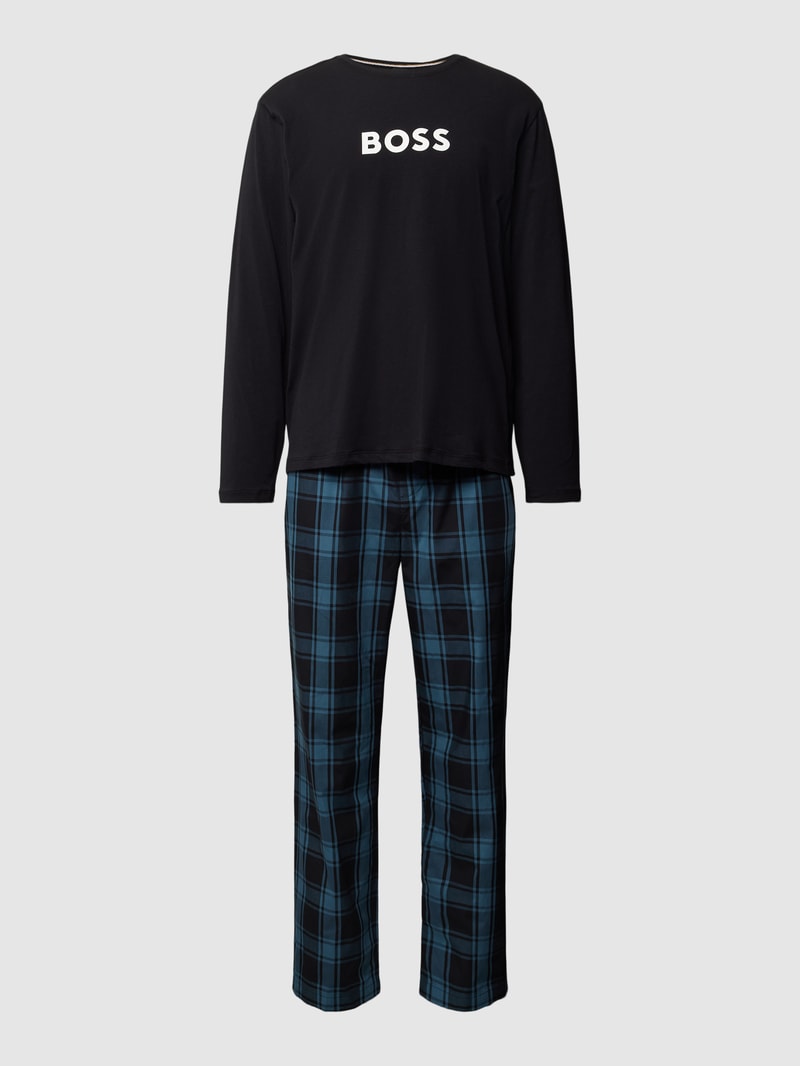 Pyjama mit Label-Print in schwarz