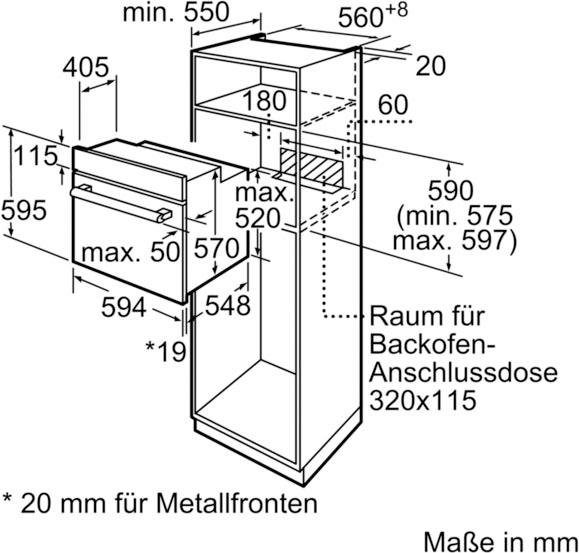 BOSCH Einbaubackofen Serie 2 HBF133BR0, mit Teleskopauszug nachrüstbar, ecoClean Direct