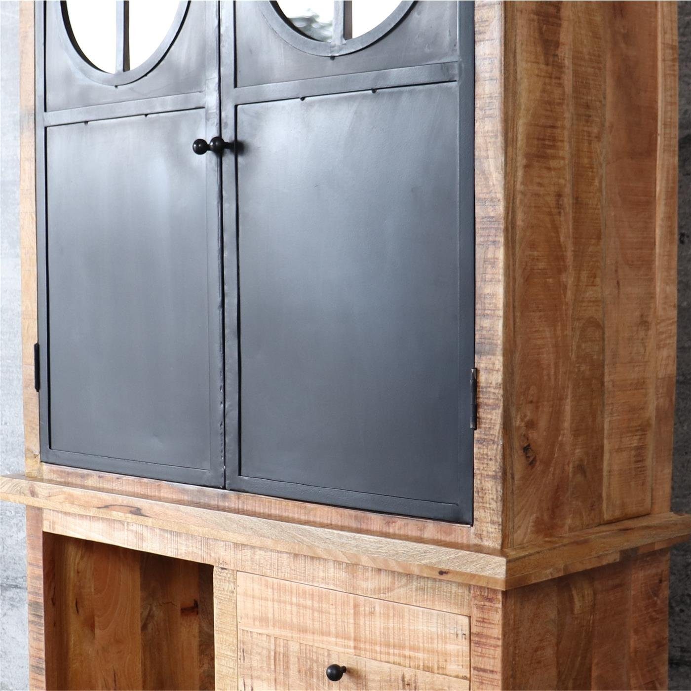 baario Buffet Schrank DEU 110cm Geschirrschrank Massivholz & Eisen Industrial Design