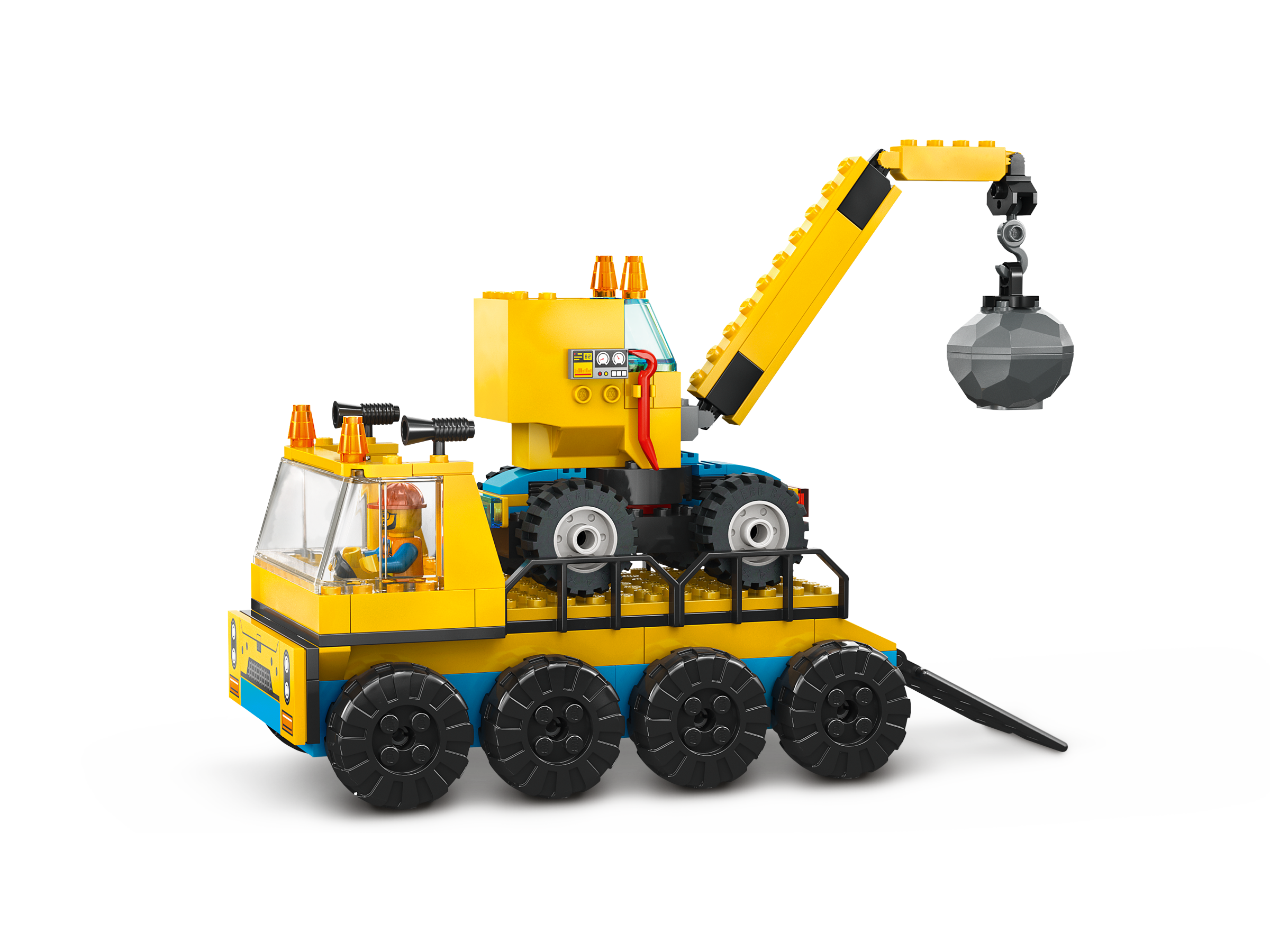 Baufahrzeuge und Kran mit Abrissbirne 60391