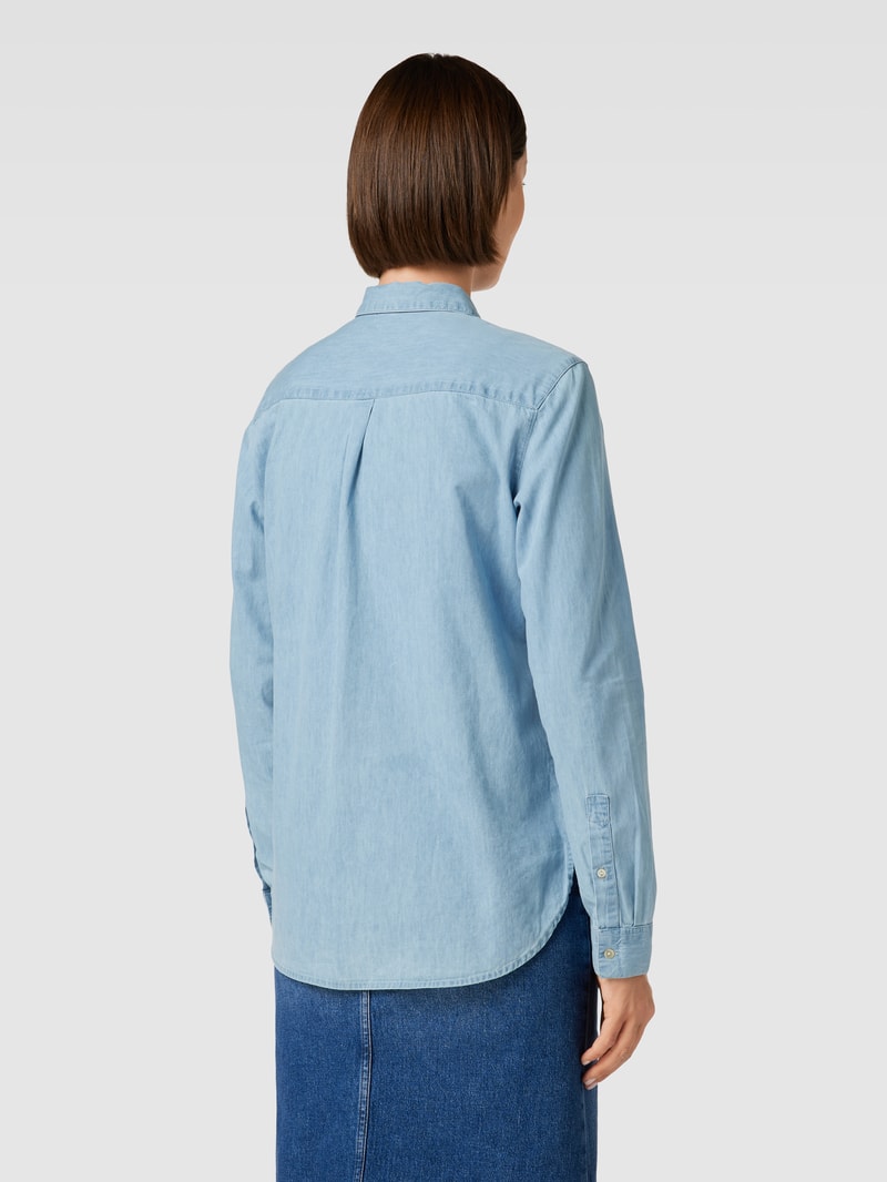 Jeansbluse mit Umlegekragen Modell 'Tencel' in hellblau