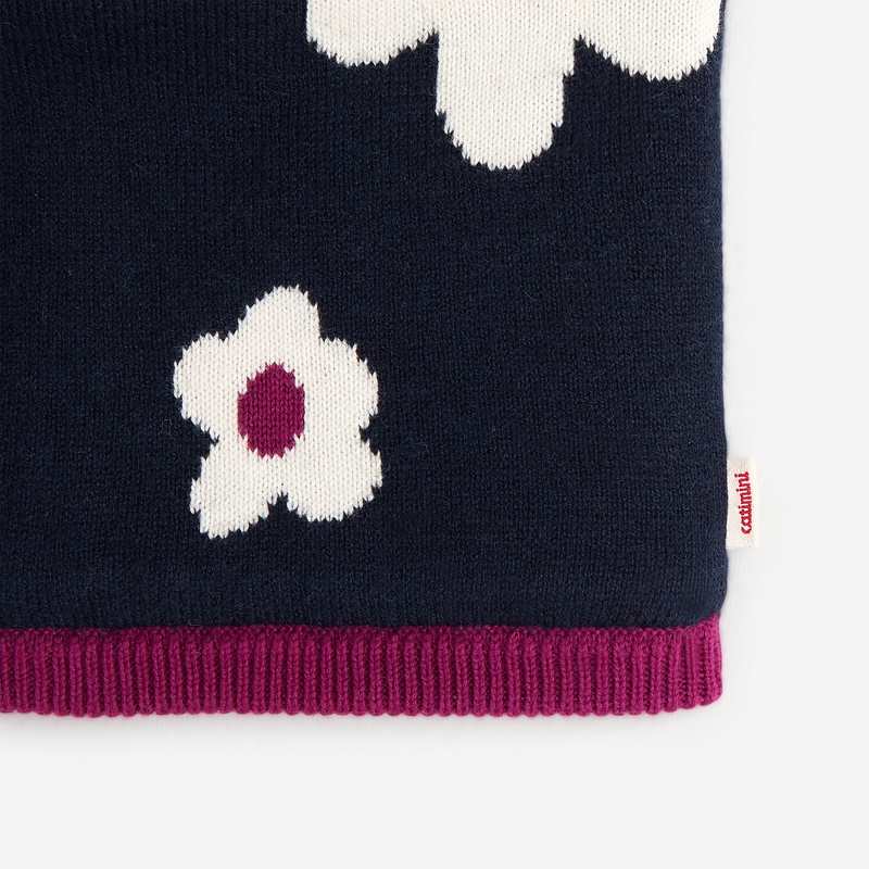 Snood fleuri bébé fille bleu marine en tricot Catimini