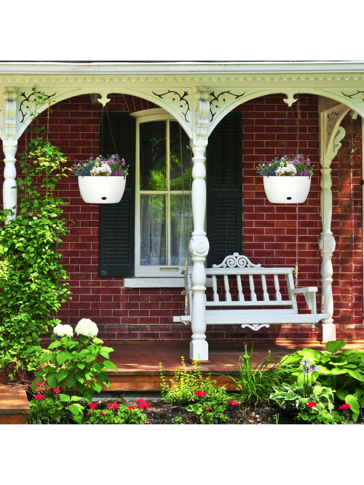 relaxdays 2 x Blumenampel in Weiß - (H)67 x Ø28,5 cm günstig kaufen onesize