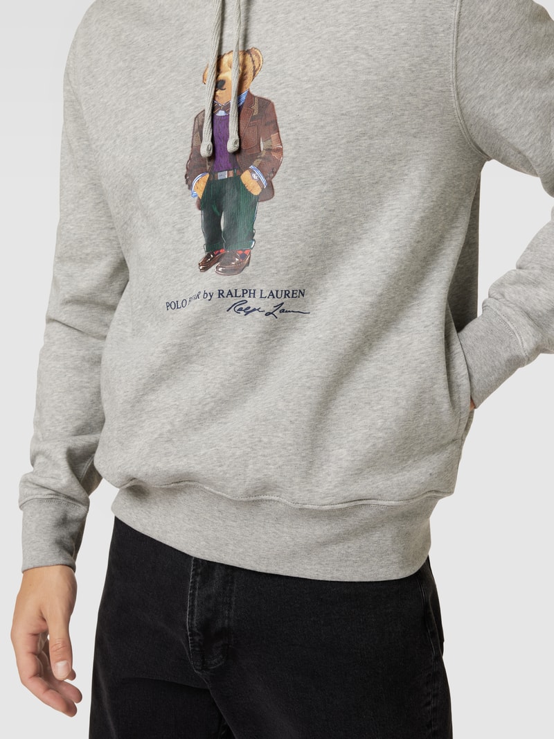 Hoodie mit Label-Print in hellgrau