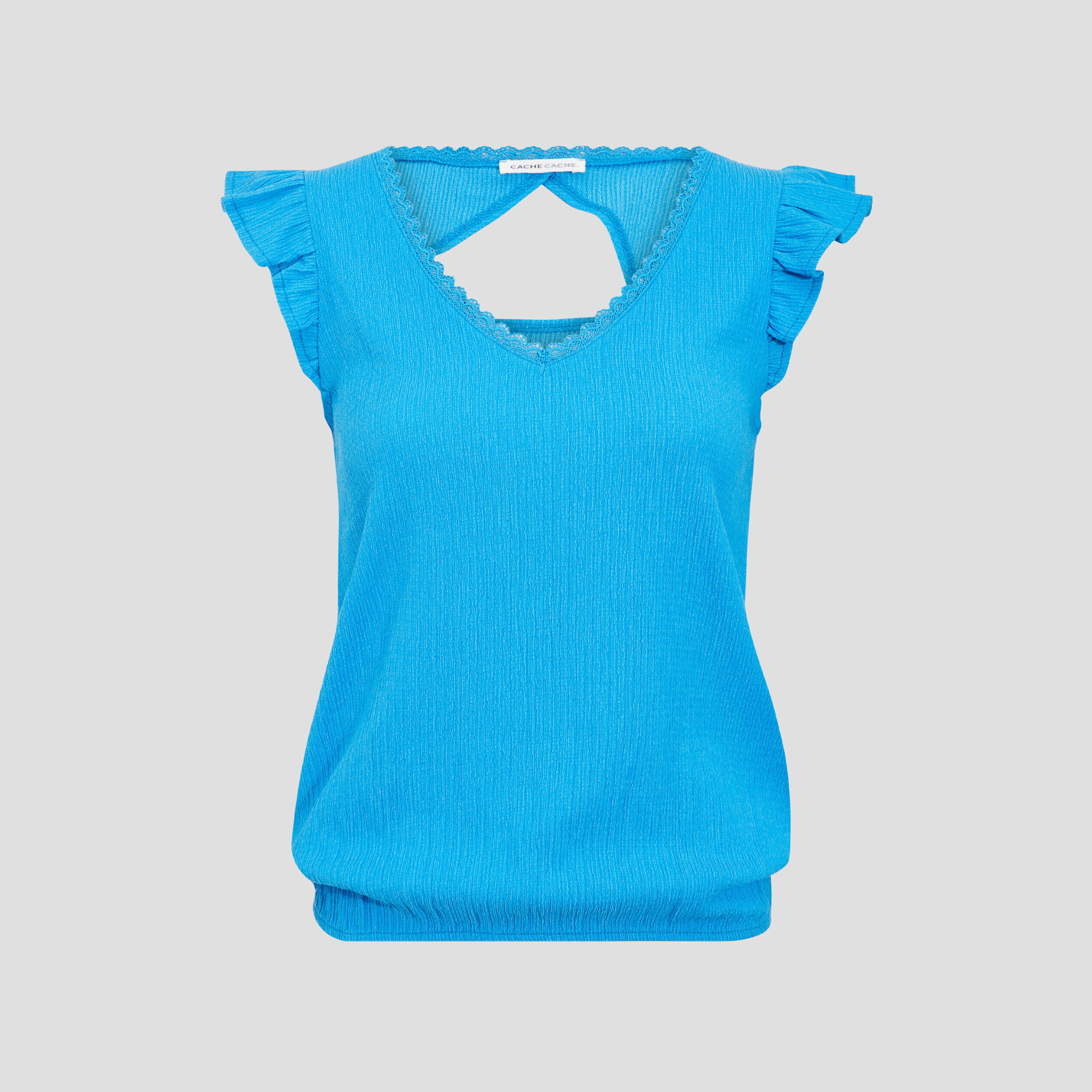Blouse manches courtes bleu femme | Cache Cache