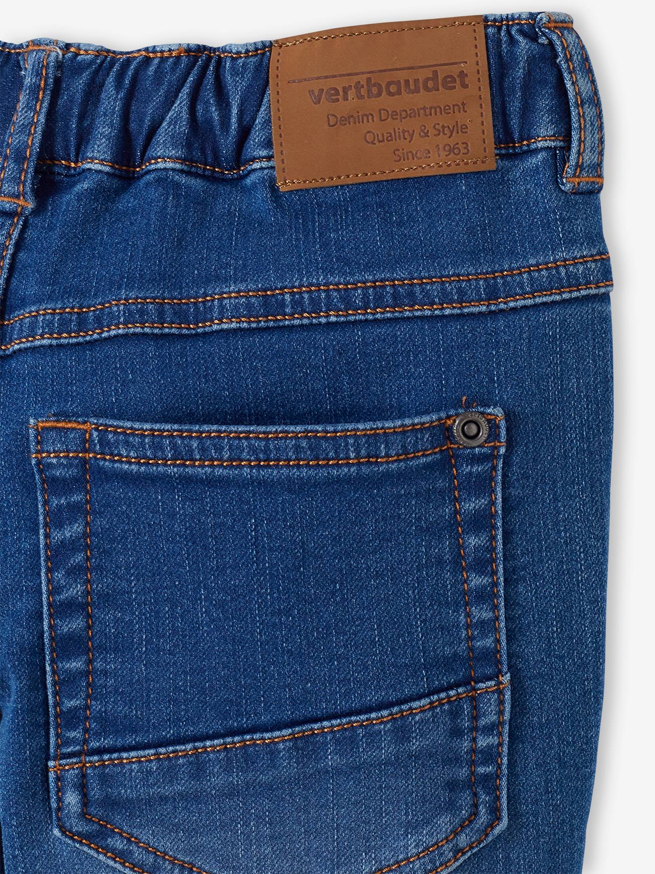 Slim en molleton effet denim garçon facile à enfiler stone