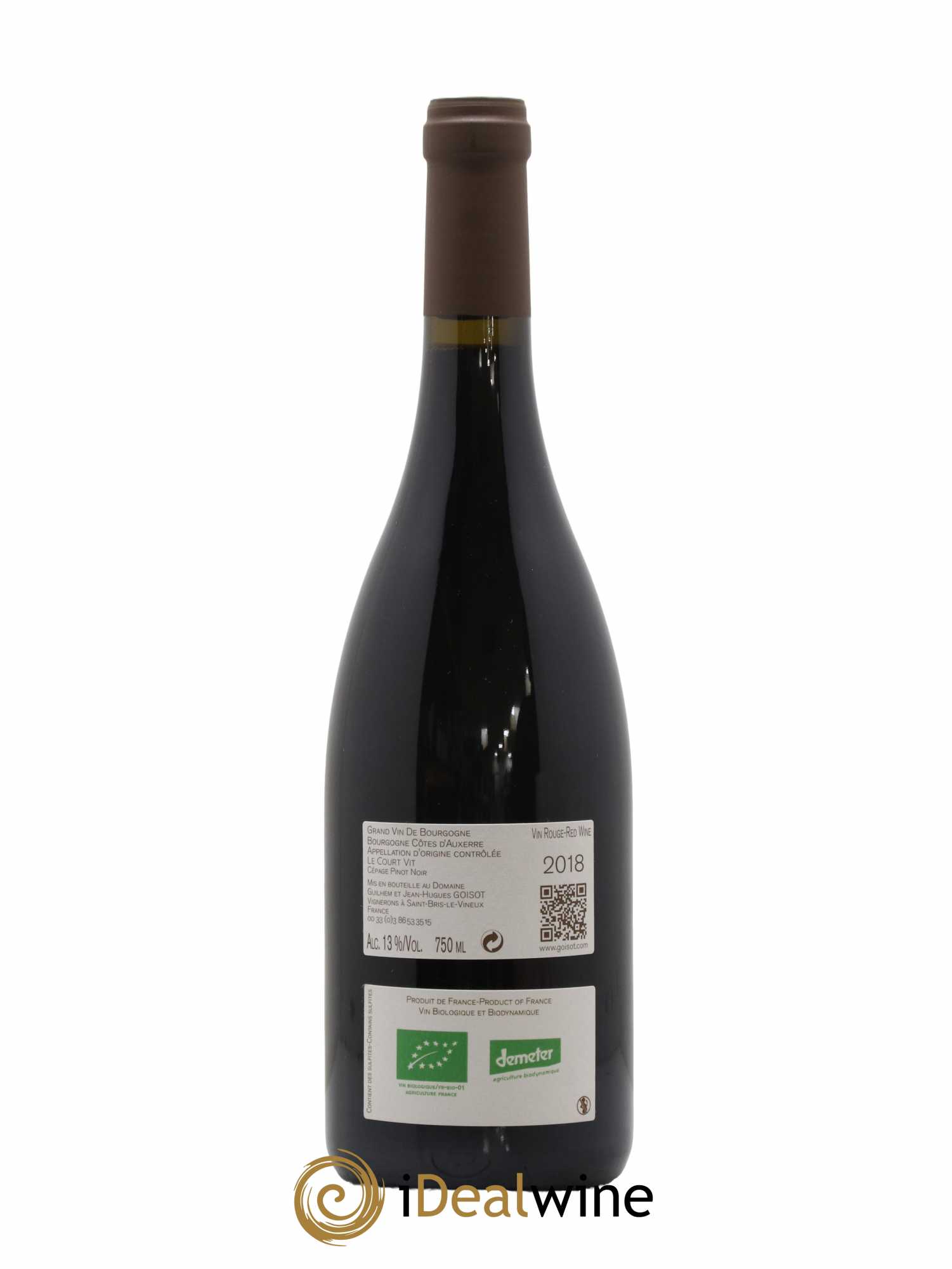 Bourgogne Côtes d'Auxerre Le Court Vit Goisot  2018 - Lot de 1 Bouteille