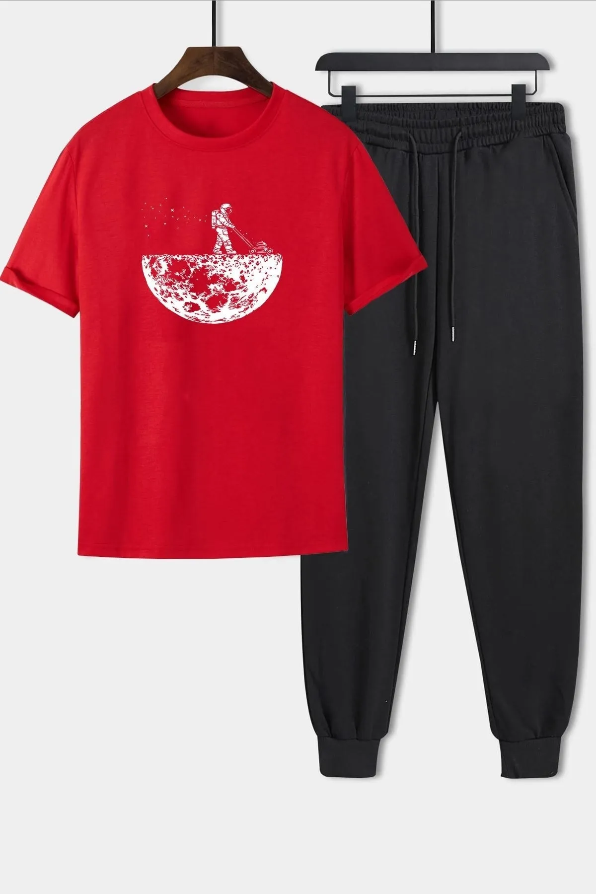 uyguntarz  Bedrucktes zweiteiliges Unisex-Trainingsanzugset mit Weltraummotiv